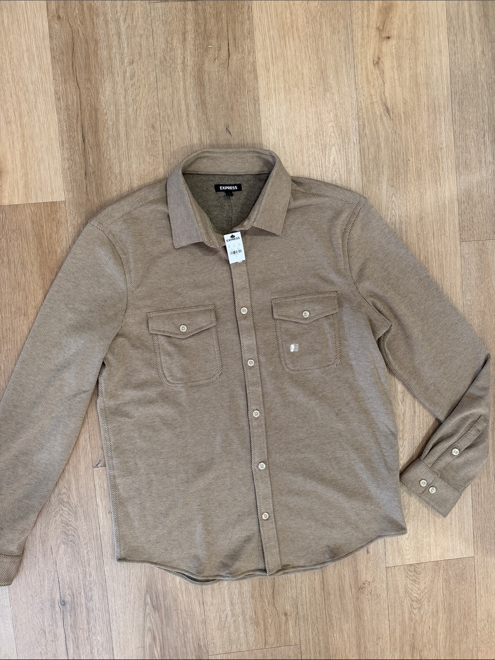 Express Men's Button-Down Shirt in Taupe Brown